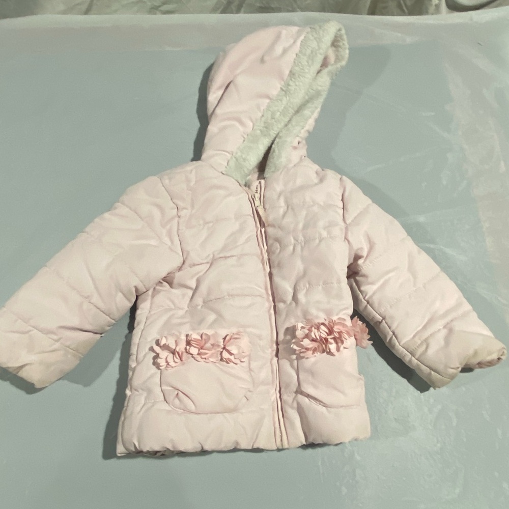 Little Me Soft Pink Fleece Puffer Jacket